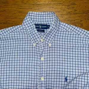 POLO Ralph Lauren Blake Men’s Short Sleeve Button Down Plaid Blue - Sz Large